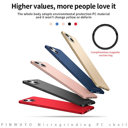 ELECTROPRIME For iPhone 15 Plus PINWUYO Micro-Frosted PC Ultra-thin Hard Phone Case with Magsafe Magnetic Ring(Rose Gold)