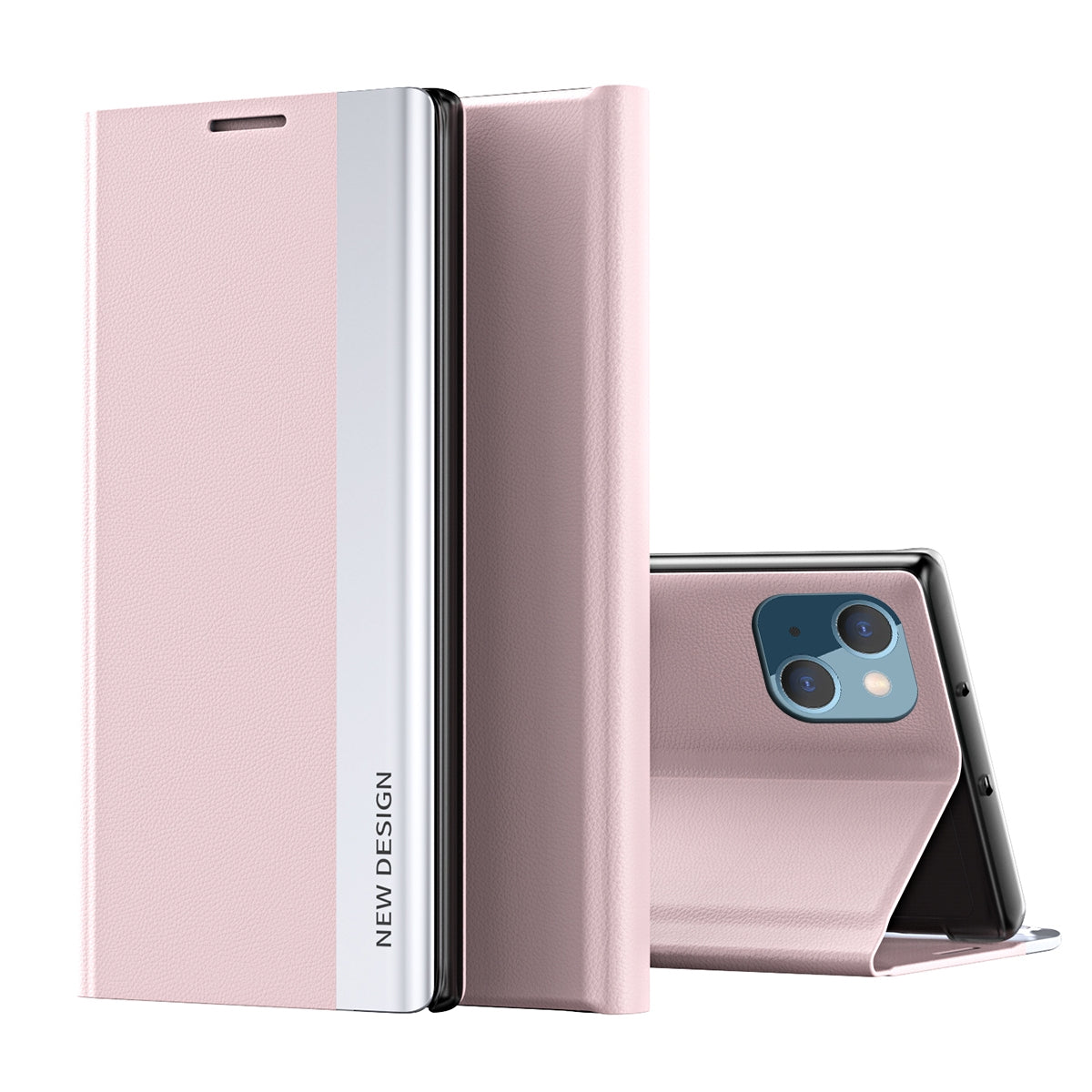 ELECTROPRIME For iPhone 15 Plus Side Electroplated Adsorption Leather Phone Case(Pink)