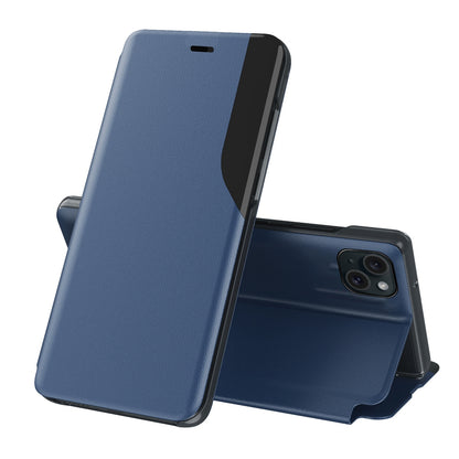 ELECTROPRIME For iPhone 15 Side Display Flip Leather Phone Case(Blue)