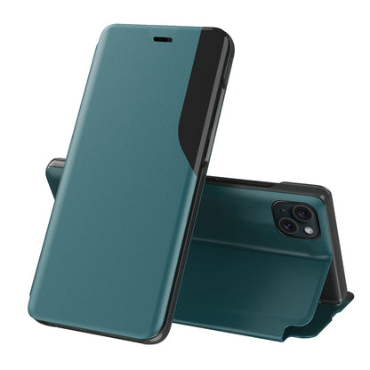 ELECTROPRIME For iPhone 15 Side Display Flip Leather Phone Case(Green)