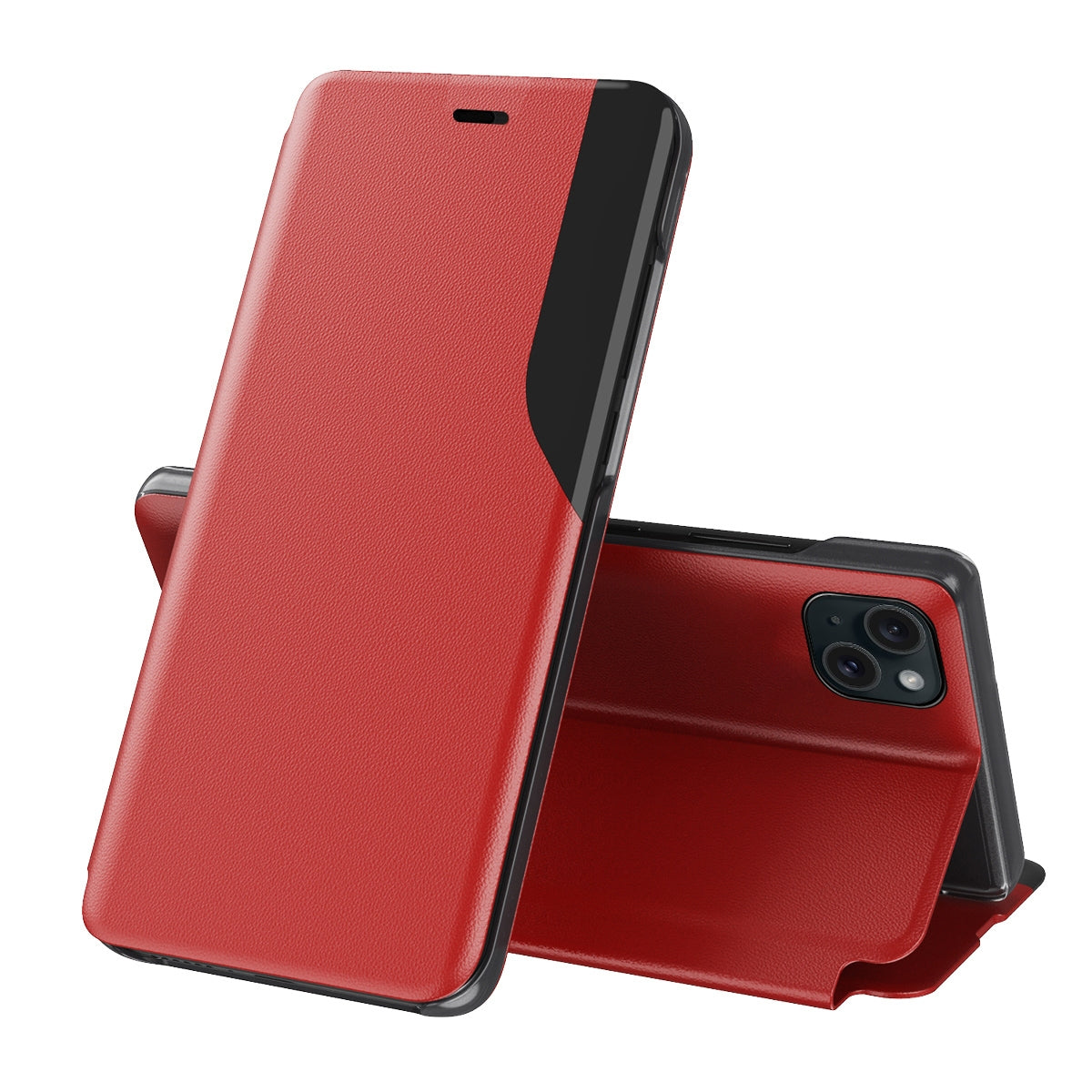 ELECTROPRIME For iPhone 15 Side Display Flip Leather Phone Case(Red)