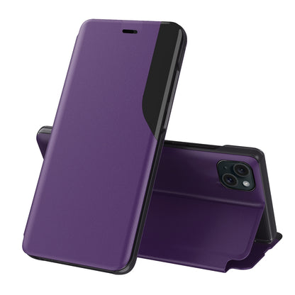 ELECTROPRIME For iPhone 15 Side Display Flip Leather Phone Case(Purple)