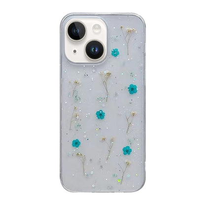 ELECTROPRIME For iPhone 15 Plus Gypsophila Flowers Pattern TPU Protective Phone Case(Green)