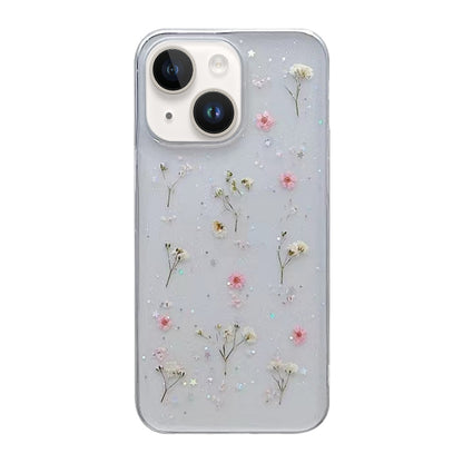 ELECTROPRIME For iPhone 15 Gypsophila Flowers Pattern TPU Protective Phone Case(Pink)