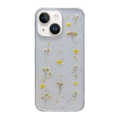 ELECTROPRIME For iPhone 15 Gypsophila Flowers Pattern TPU Protective Phone Case(Yellow)