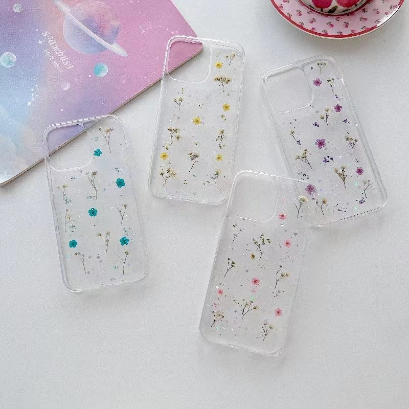 ELECTROPRIME For iPhone 15 Plus Gypsophila Flowers Pattern TPU Protective Phone Case(Green)