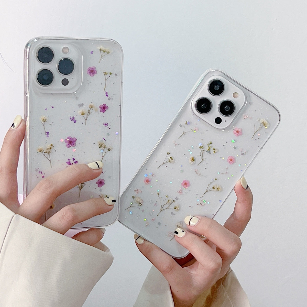 ELECTROPRIME For iPhone 15 Plus Gypsophila Flowers Pattern TPU Protective Phone Case(Green)