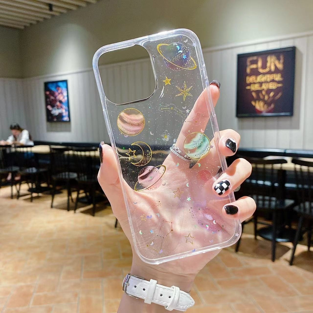 ELECTROPRIME For iPhone 15 Plus Cosmic Star Glitter Epoxy TPU Phone Case(Transparent)