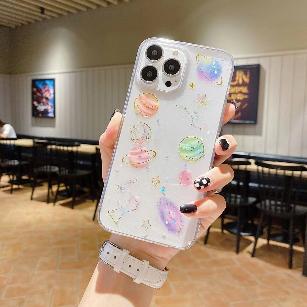 ELECTROPRIME For iPhone 15 Plus Cosmic Star Glitter Epoxy TPU Phone Case(Transparent)