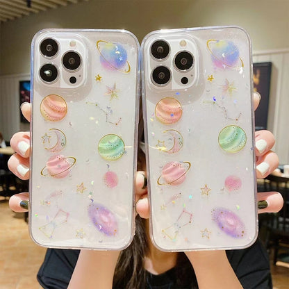 ELECTROPRIME For iPhone 15 Plus Cosmic Star Glitter Epoxy TPU Phone Case(Transparent)