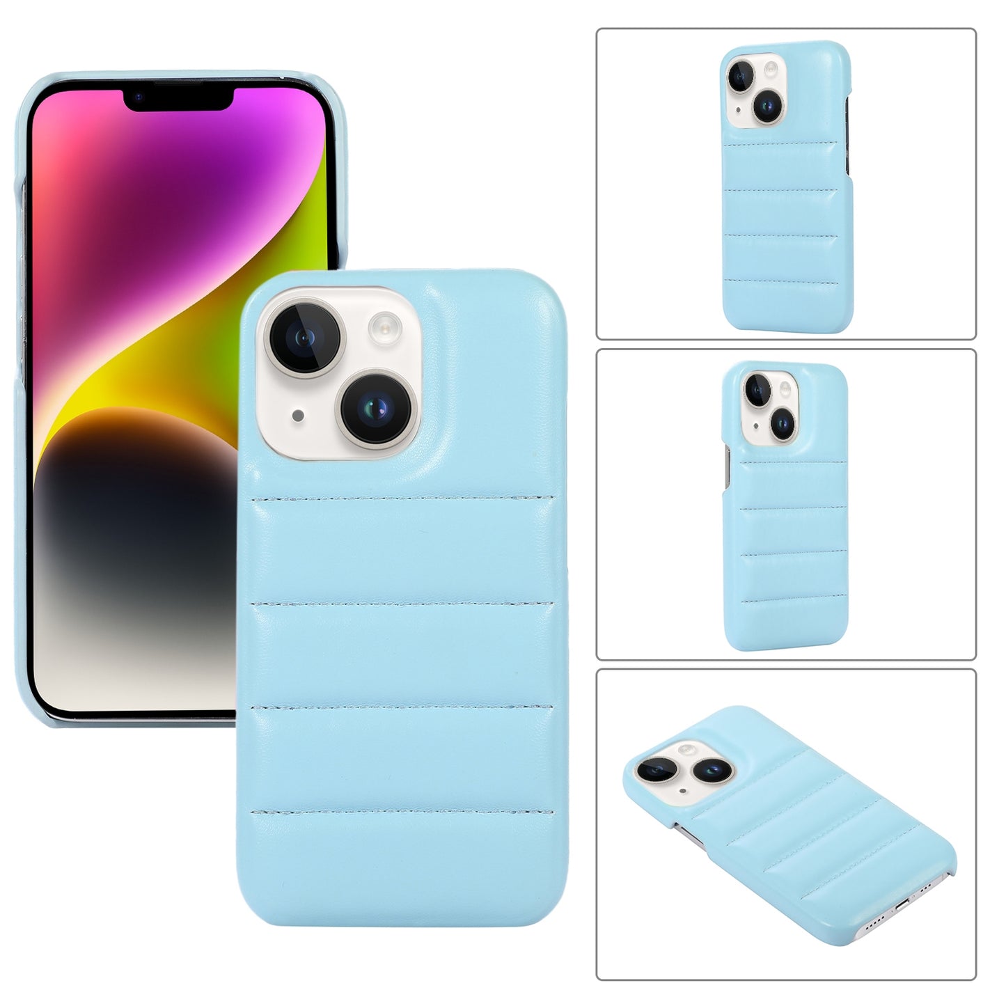 ELECTROPRIME For iPhone 15 Down Jacket Airbag Shockproof Phone Case(Blue)