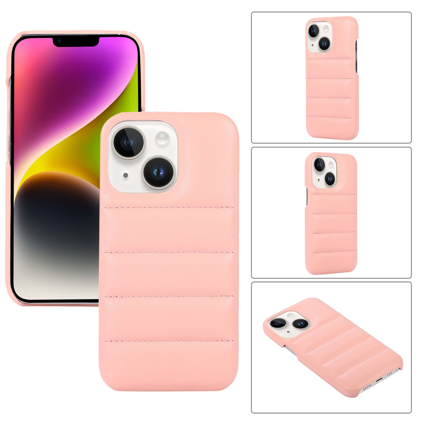ELECTROPRIME For iPhone 15 Down Jacket Airbag Shockproof Phone Case(Pink)