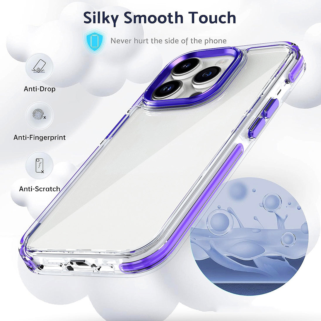ELECTROPRIME For  iPhone 15 Two-color TPU Transparent PC Shockproof Phone Case(Black)