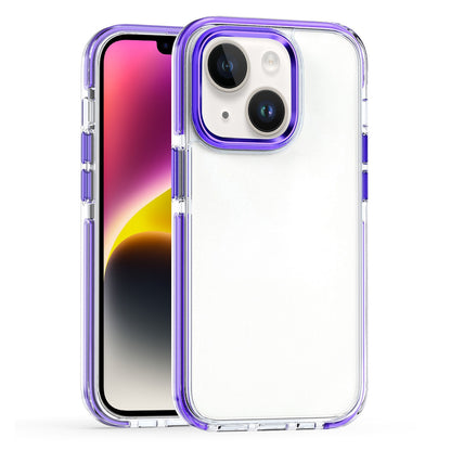 ELECTROPRIME For  iPhone 15 Two-color TPU Transparent PC Shockproof Phone Case(Purple)