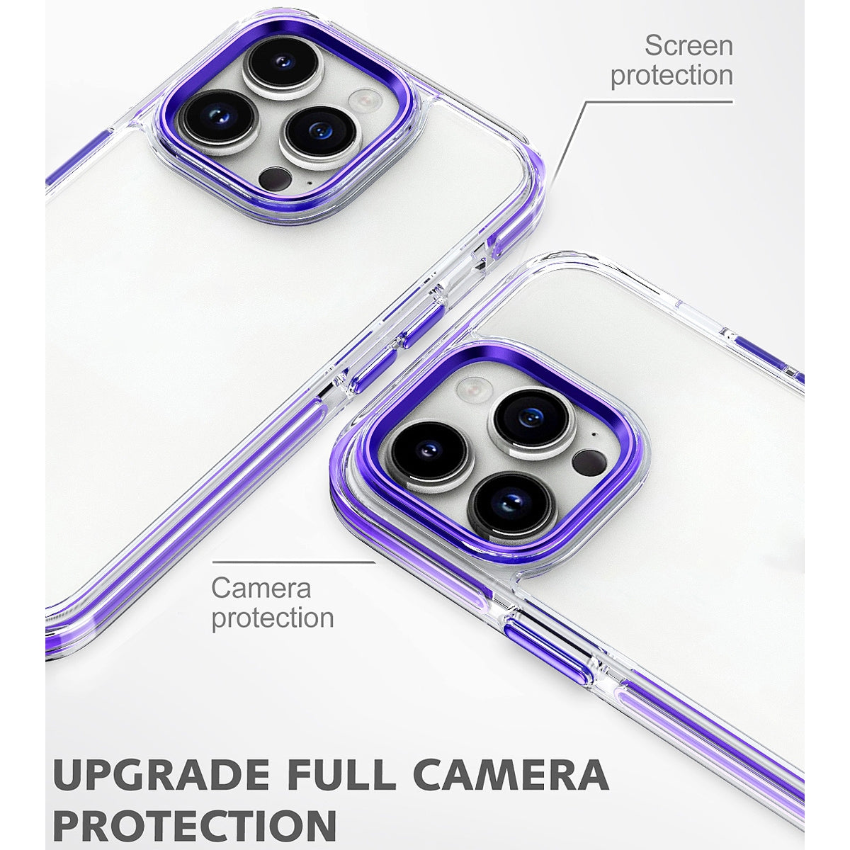 ELECTROPRIME For  iPhone 15 Two-color TPU Transparent PC Shockproof Phone Case(Purple)