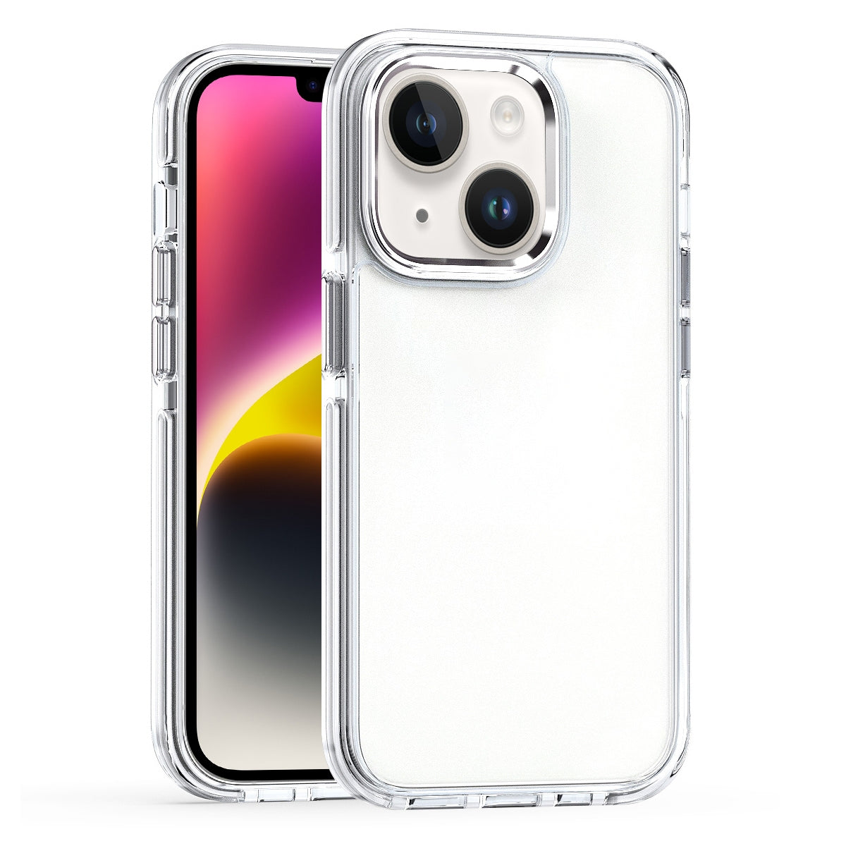 ELECTROPRIME For  iPhone 15 Two-color TPU Transparent PC Shockproof Phone Case(White)