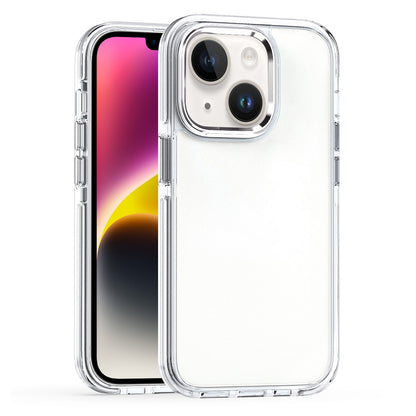 ELECTROPRIME For  iPhone 15 Two-color TPU Transparent PC Shockproof Phone Case(White)