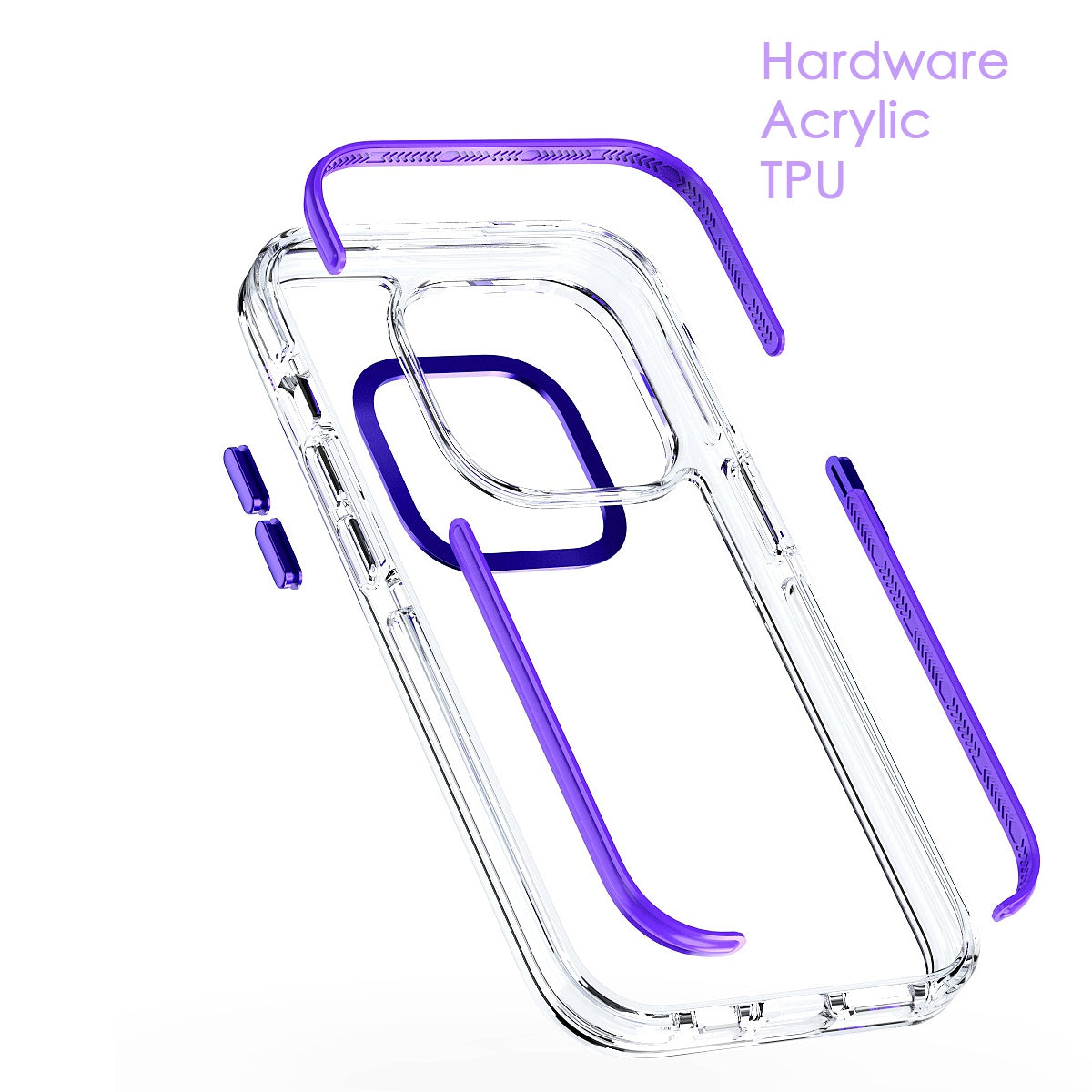 ELECTROPRIME For  iPhone 15 Two-color TPU Transparent PC Shockproof Phone Case(White)