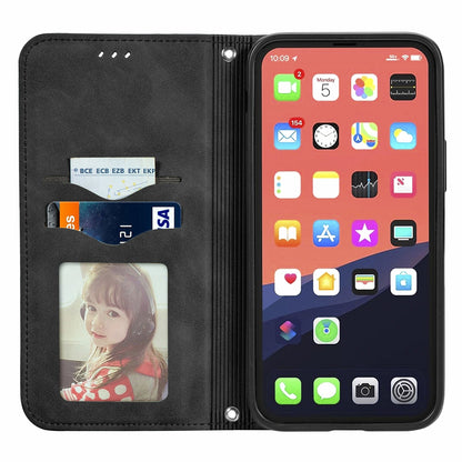 ELECTROPRIME For  iPhone 15 Plus Retro Skin Feel Magnetic Flip Leather Phone Case(Black)