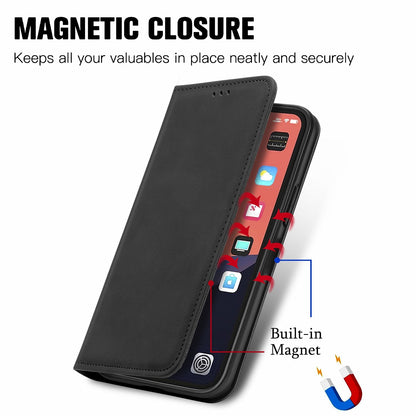 ELECTROPRIME For  iPhone 15 Plus Retro Skin Feel Magnetic Flip Leather Phone Case(Black)
