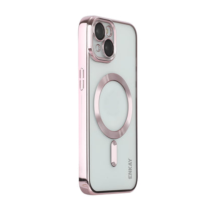 ELECTROPRIME For iPhone 15 ENKAY Hat-Prince Magsafe Electroplated TPU Clear Shockproof Phone Case(Pink)