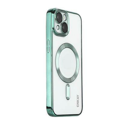 ELECTROPRIME For iPhone 15 ENKAY Hat-Prince Magsafe Electroplated TPU Clear Shockproof Phone Case(Green)