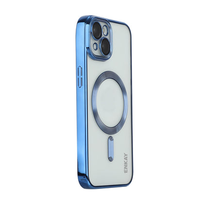 ELECTROPRIME For iPhone 15 ENKAY Hat-Prince Magsafe Electroplated TPU Clear Shockproof Phone Case(Light Blue)