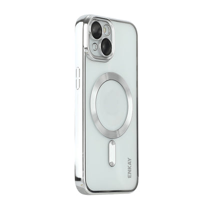 ELECTROPRIME For iPhone 15 ENKAY Hat-Prince Magsafe Electroplated TPU Clear Shockproof Phone Case(Silver)