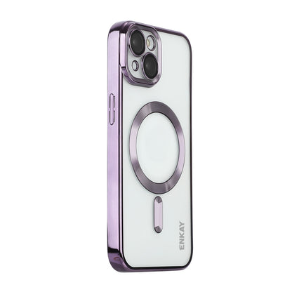 ELECTROPRIME For iPhone 15 ENKAY Hat-Prince Magsafe Electroplated TPU Clear Shockproof Phone Case(Purple)