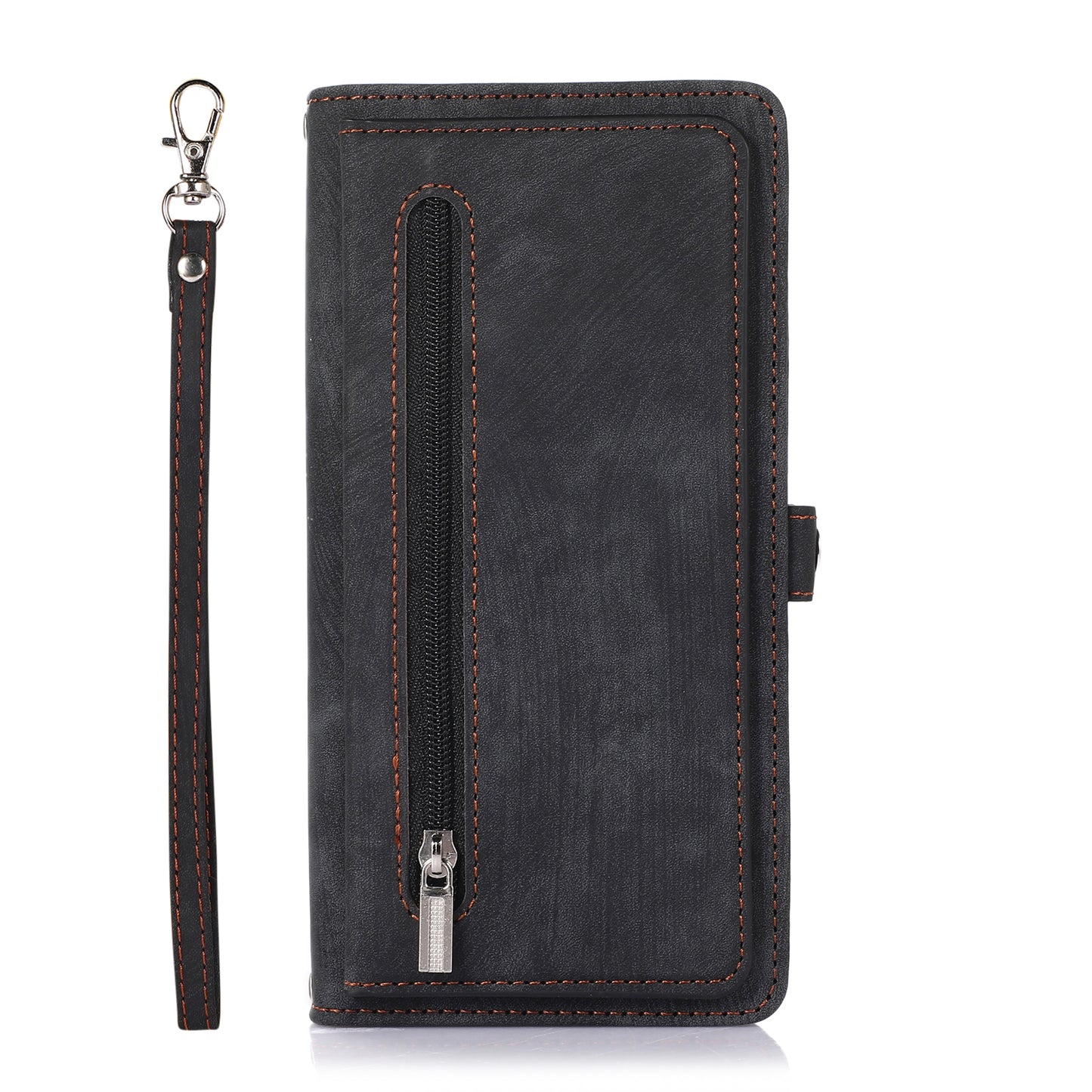 ELECTROPRIME For iPhone 15 Zipper Card Slot Buckle Wallet Leather Phone Case(Black)