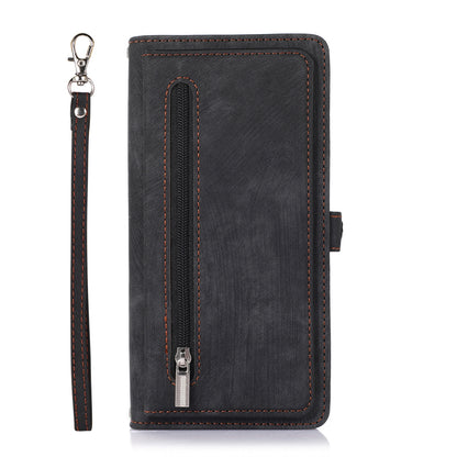 ELECTROPRIME For iPhone 15 Zipper Card Slot Buckle Wallet Leather Phone Case(Black)