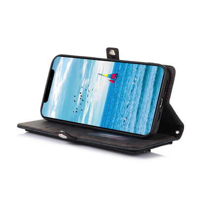 ELECTROPRIME For iPhone 15 Zipper Card Slot Buckle Wallet Leather Phone Case(Black)