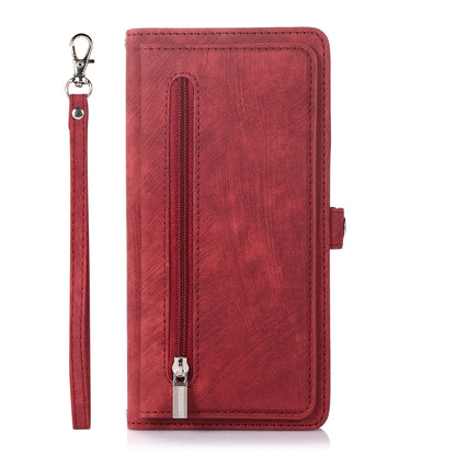 ELECTROPRIME For iPhone 15 Zipper Card Slot Buckle Wallet Leather Phone Case(Red)