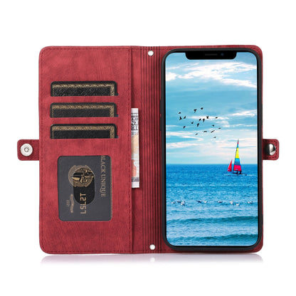 ELECTROPRIME For iPhone 15 Zipper Card Slot Buckle Wallet Leather Phone Case(Red)