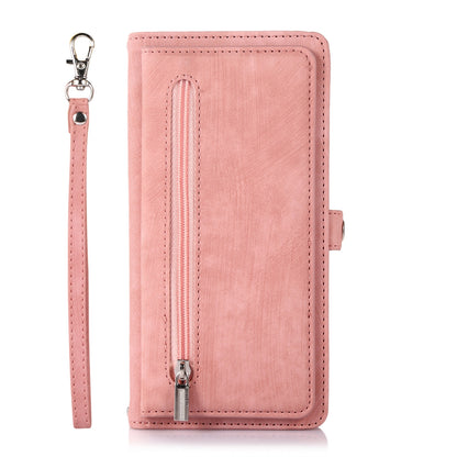 ELECTROPRIME For iPhone 15 Zipper Card Slot Buckle Wallet Leather Phone Case(Pink)