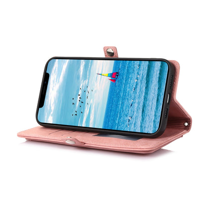 ELECTROPRIME For iPhone 15 Zipper Card Slot Buckle Wallet Leather Phone Case(Pink)