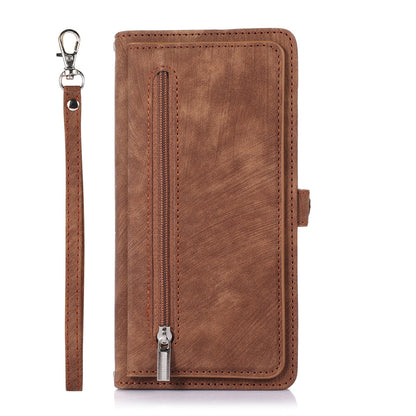 ELECTROPRIME For iPhone 15 Zipper Card Slot Buckle Wallet Leather Phone Case(Brown)