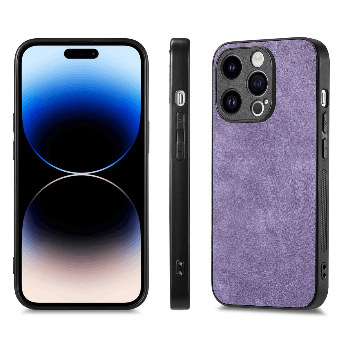 ELECTROPRIME For iPhone 15 Plus Vintage Leather PC Back Cover Phone Case(Purple)