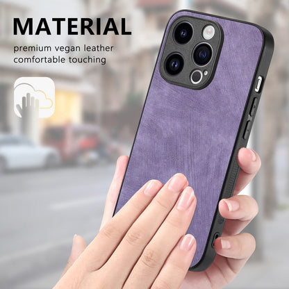 ELECTROPRIME For iPhone 15 Plus Vintage Leather PC Back Cover Phone Case(Purple)