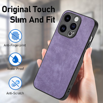 ELECTROPRIME For iPhone 15 Plus Vintage Leather PC Back Cover Phone Case(Purple)