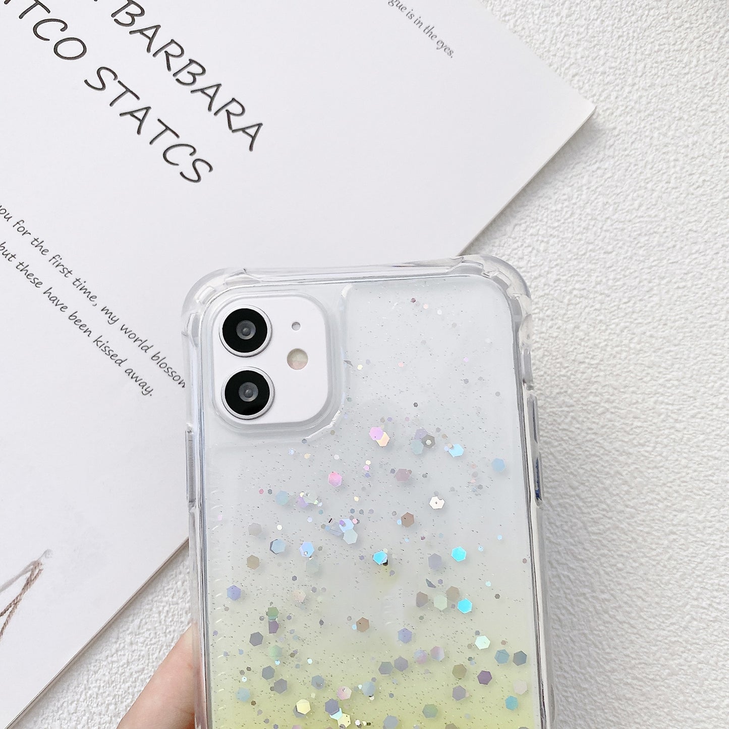 ELECTROPRIME For iPhone 15 Gradient Glitter Epoxy TPU Thickened Acrylic Phone Case with Wide Lanyard(Purple)