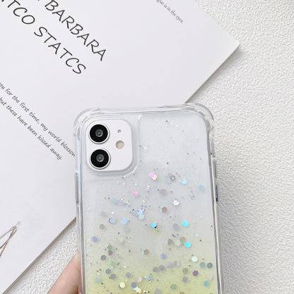 ELECTROPRIME For iPhone 15 Gradient Glitter Epoxy TPU Thickened Acrylic Phone Case with Wide Lanyard(Pink)