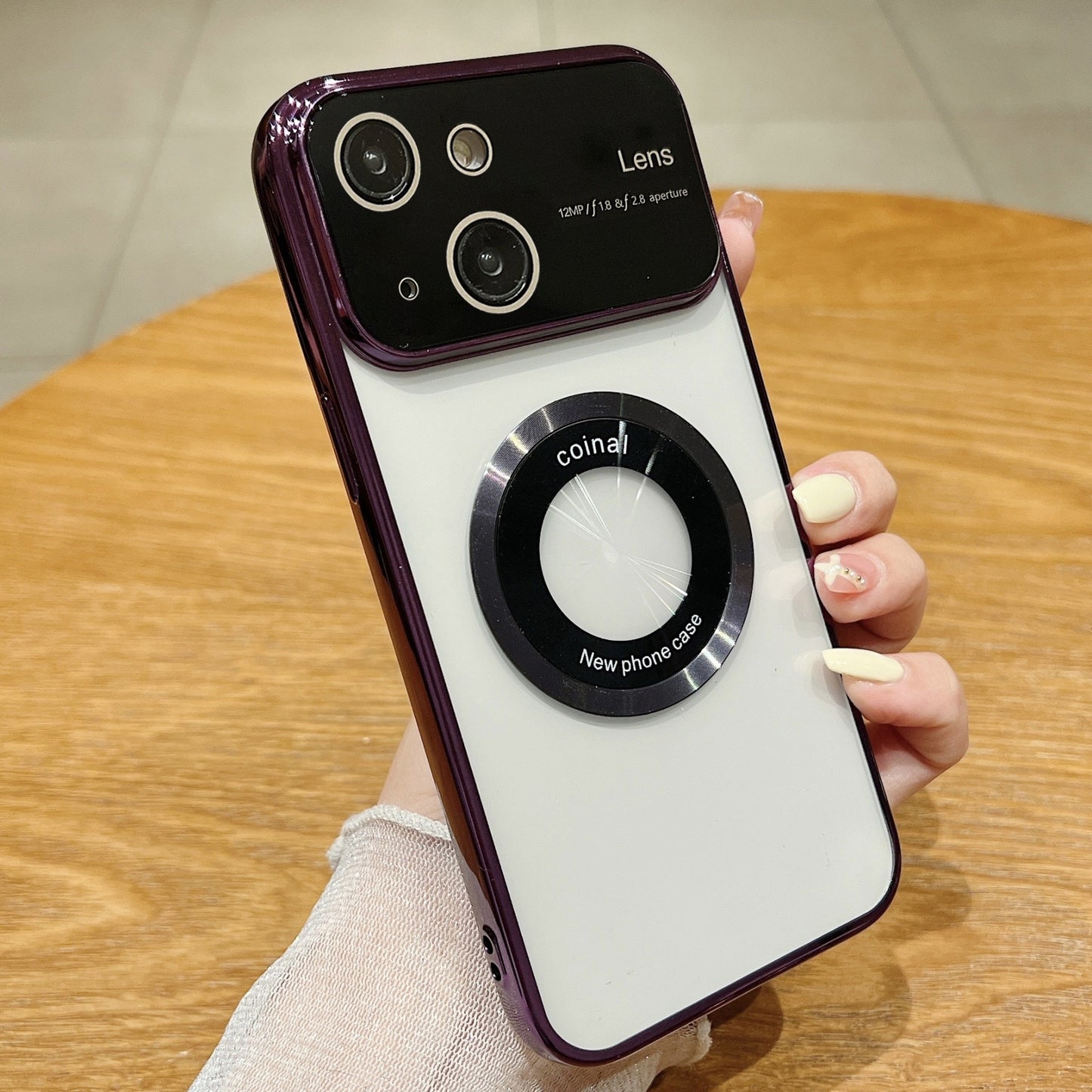 ELECTROPRIME For iPhone 15 Large Window Magsafe Electroplating TPU Phone Case(Purple)