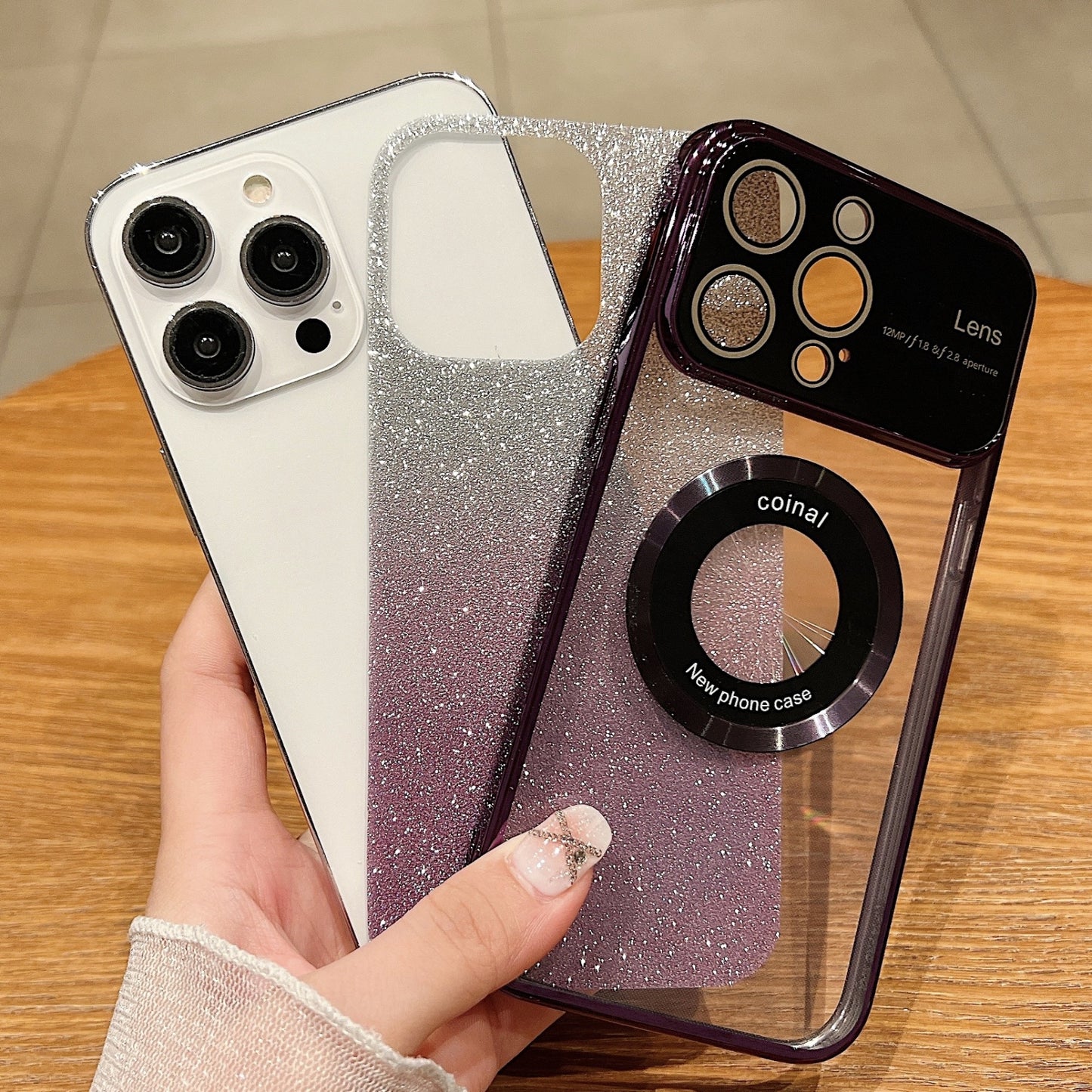 ELECTROPRIME For iPhone 15 Large Window MagSafe Gradient Glitter Electroplating TPU Phone Case(Rose Gold)