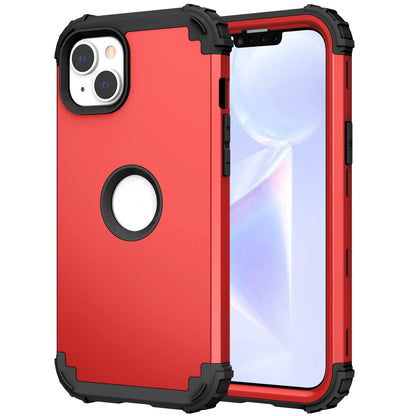ELECTROPRIME For iPhone 15 3 in 1 Silicone Hybrid PC Shockproof Phone Case(Red)