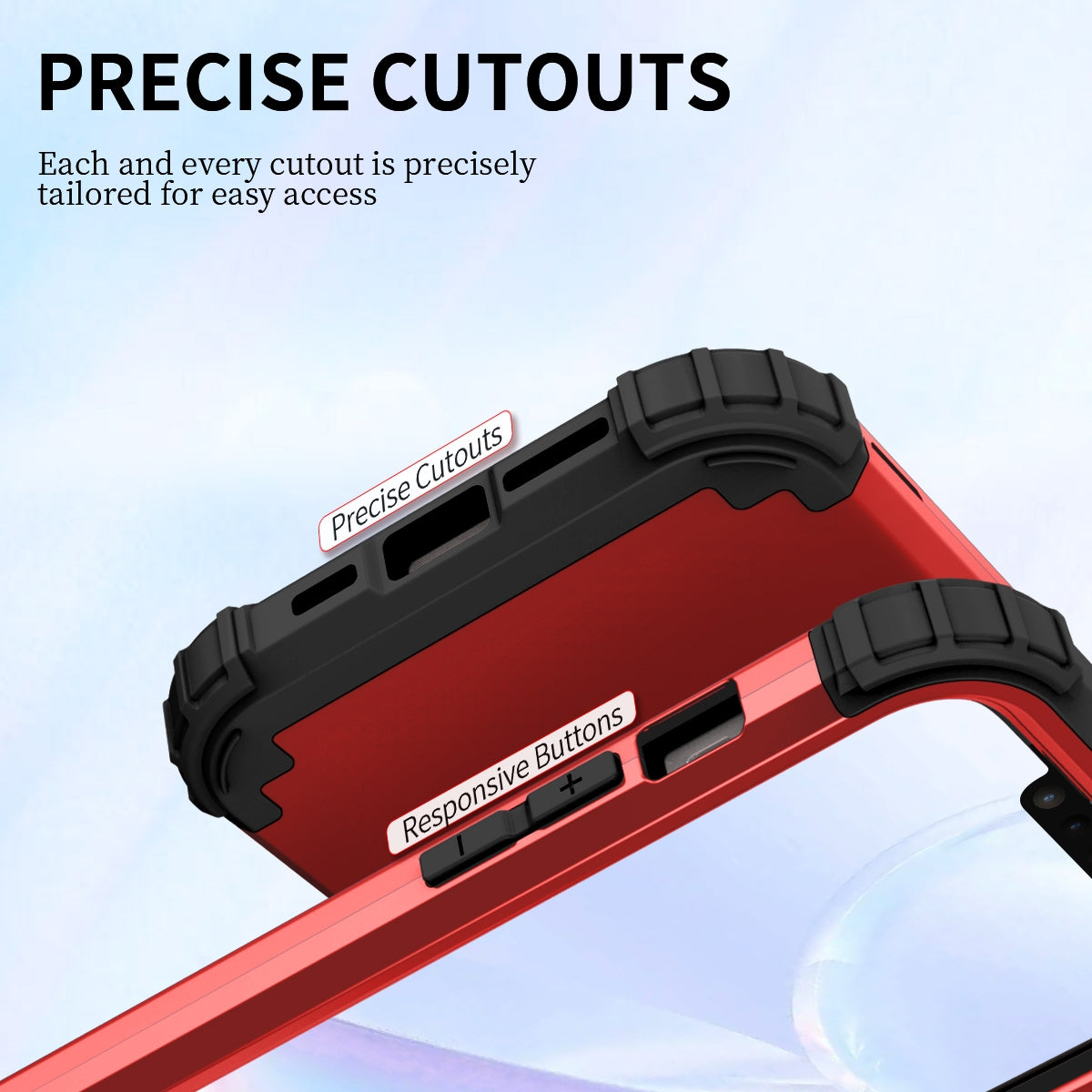 ELECTROPRIME For iPhone 15 3 in 1 Silicone Hybrid PC Shockproof Phone Case(Red)
