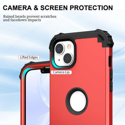 ELECTROPRIME For iPhone 15 3 in 1 Silicone Hybrid PC Shockproof Phone Case(Red)