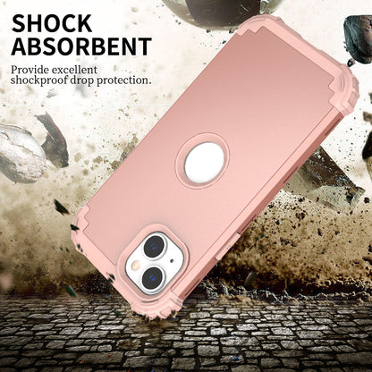 ELECTROPRIME For iPhone 15 3 in 1 Silicone Hybrid PC Shockproof Phone Case(Rose Gold)