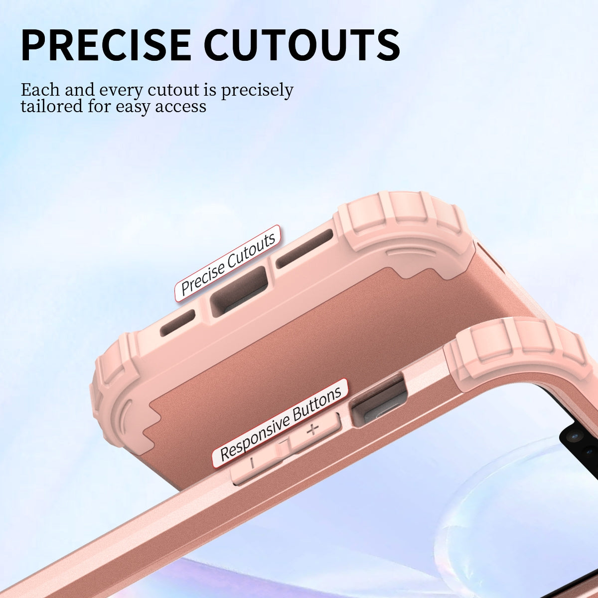 ELECTROPRIME For iPhone 15 3 in 1 Silicone Hybrid PC Shockproof Phone Case(Rose Gold)