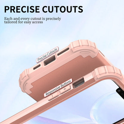 ELECTROPRIME For iPhone 15 3 in 1 Silicone Hybrid PC Shockproof Phone Case(Rose Gold)